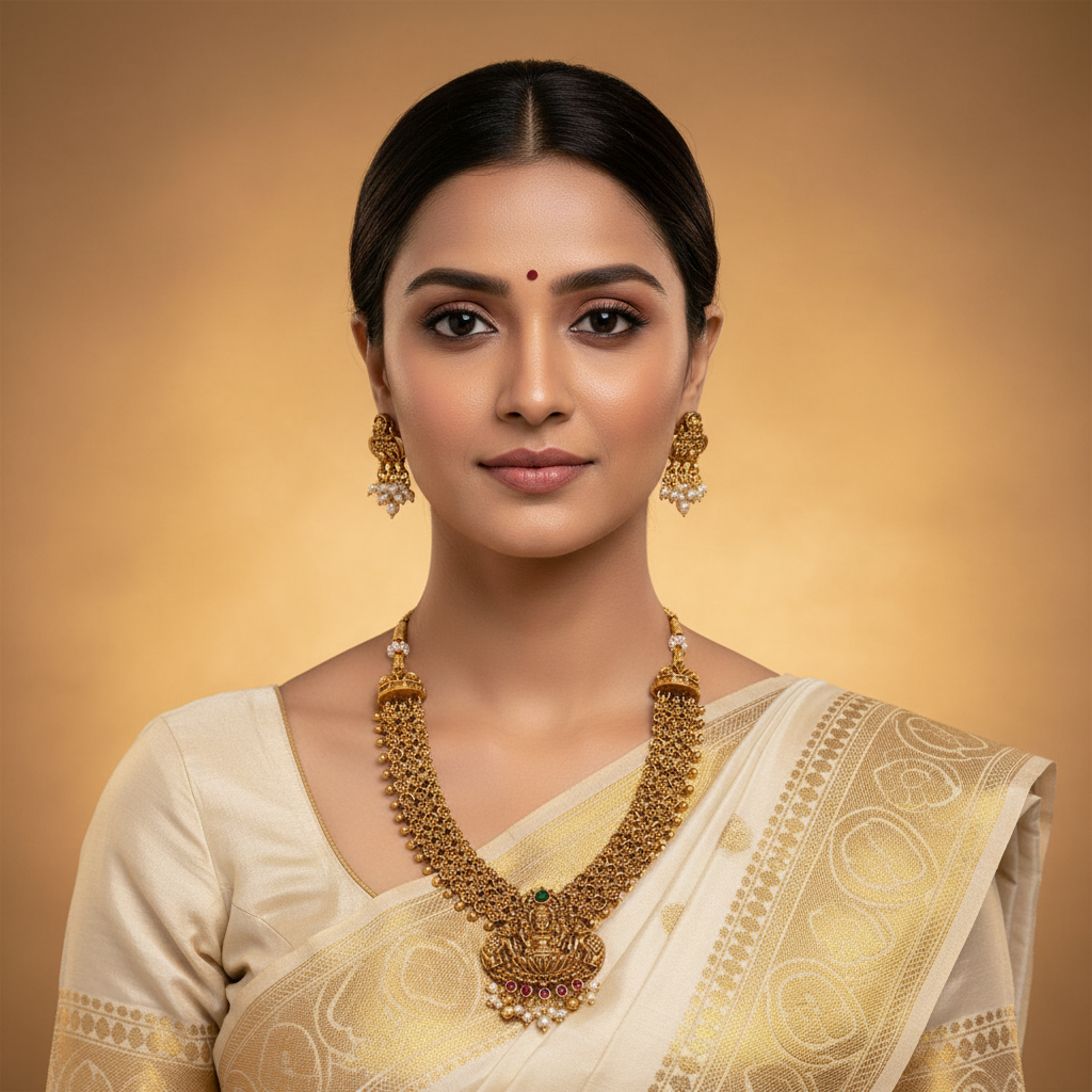Antique Neckalce with Lakshmi Pendant  - NN0009