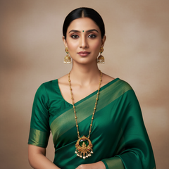 Long Lakshmi Emerald Stone Haram - NH00462