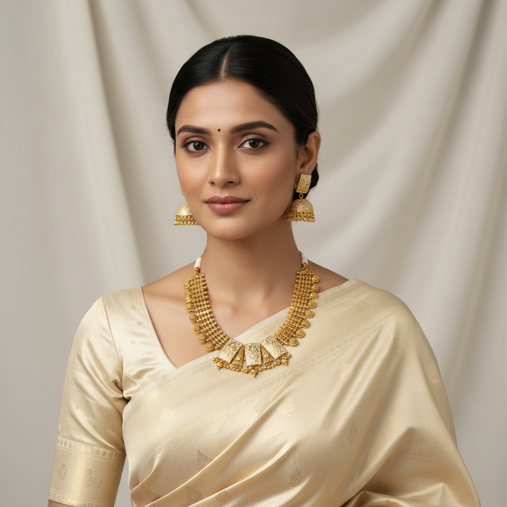 Nakshi Gold Painted Designer Neckalce - NN00341