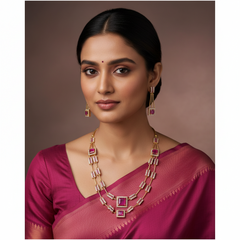 Double Layer  Necklace In Nakshi - NN00819