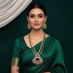 Double Layer Emerald and White Stone Haram In Victorian - VH0044