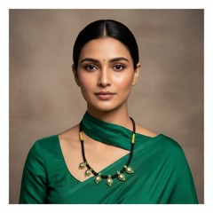 Jadau Mango Pendant Black Dori - BD00133