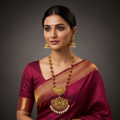 2 in 1 Jadau Ball Chain And Kante Set with Detachable Pendant - KH00124