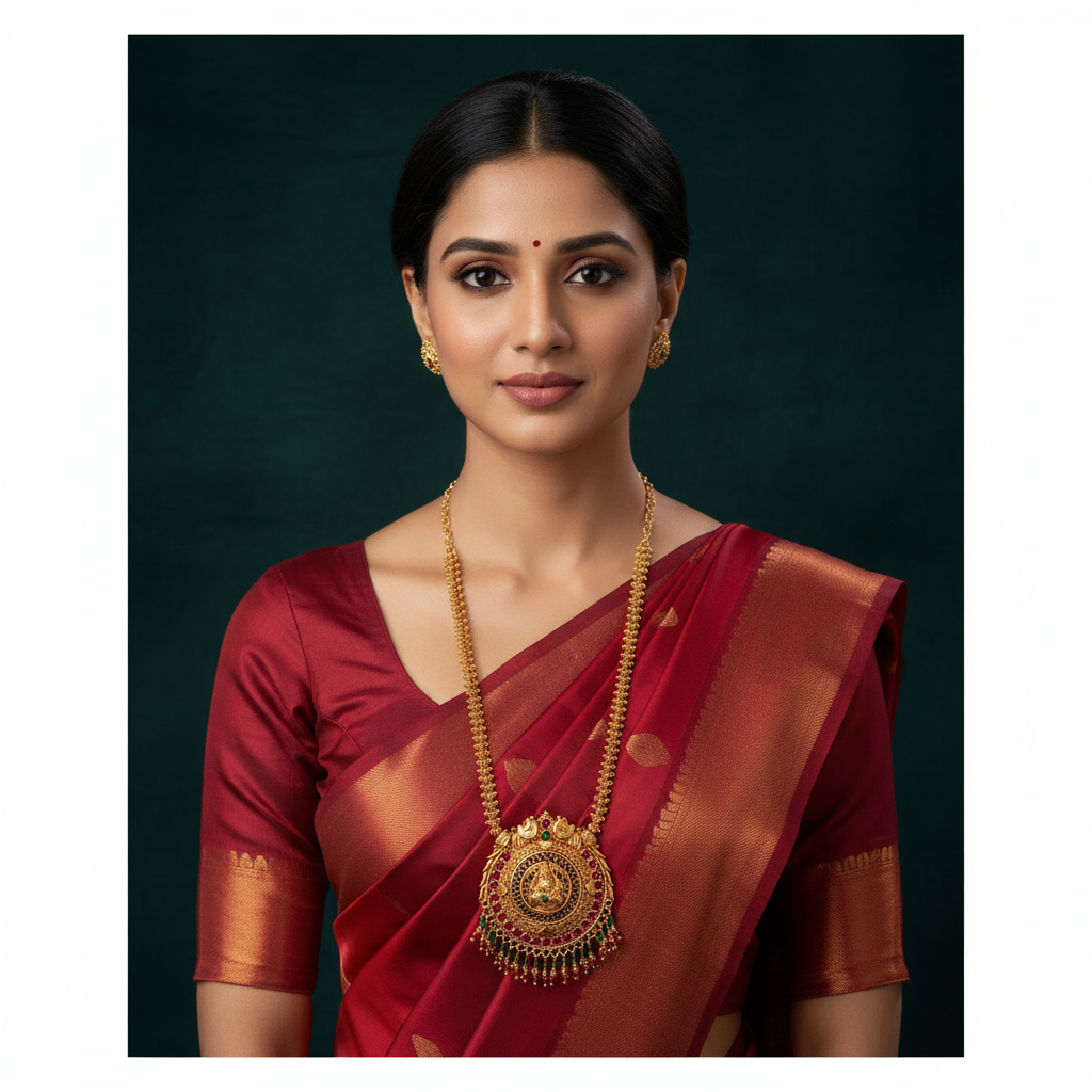 Beautiful Nakshi Haram with a stunning multicolor pendant - NH00343