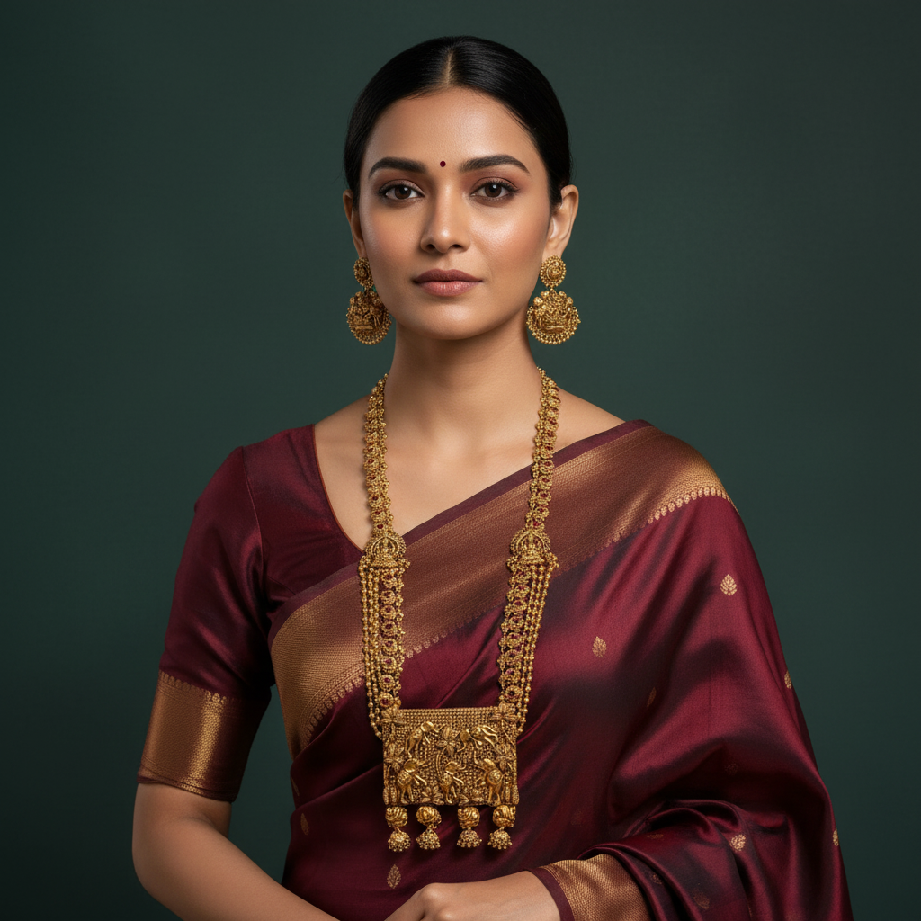 Beautiful Nakshi Haram Set with Matching Earrings – NH00367