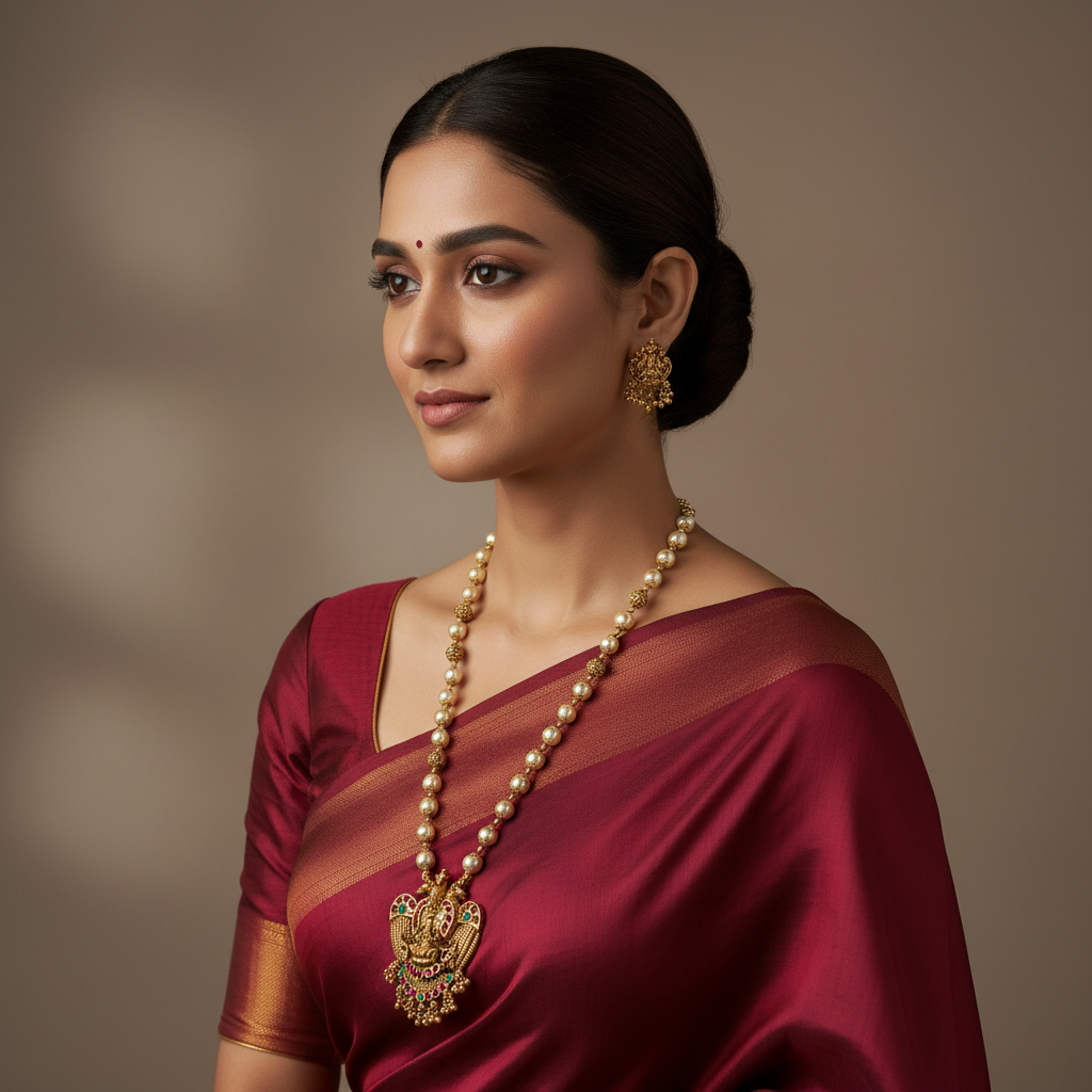 Pendant with Long Mala and jhumki - NH00482