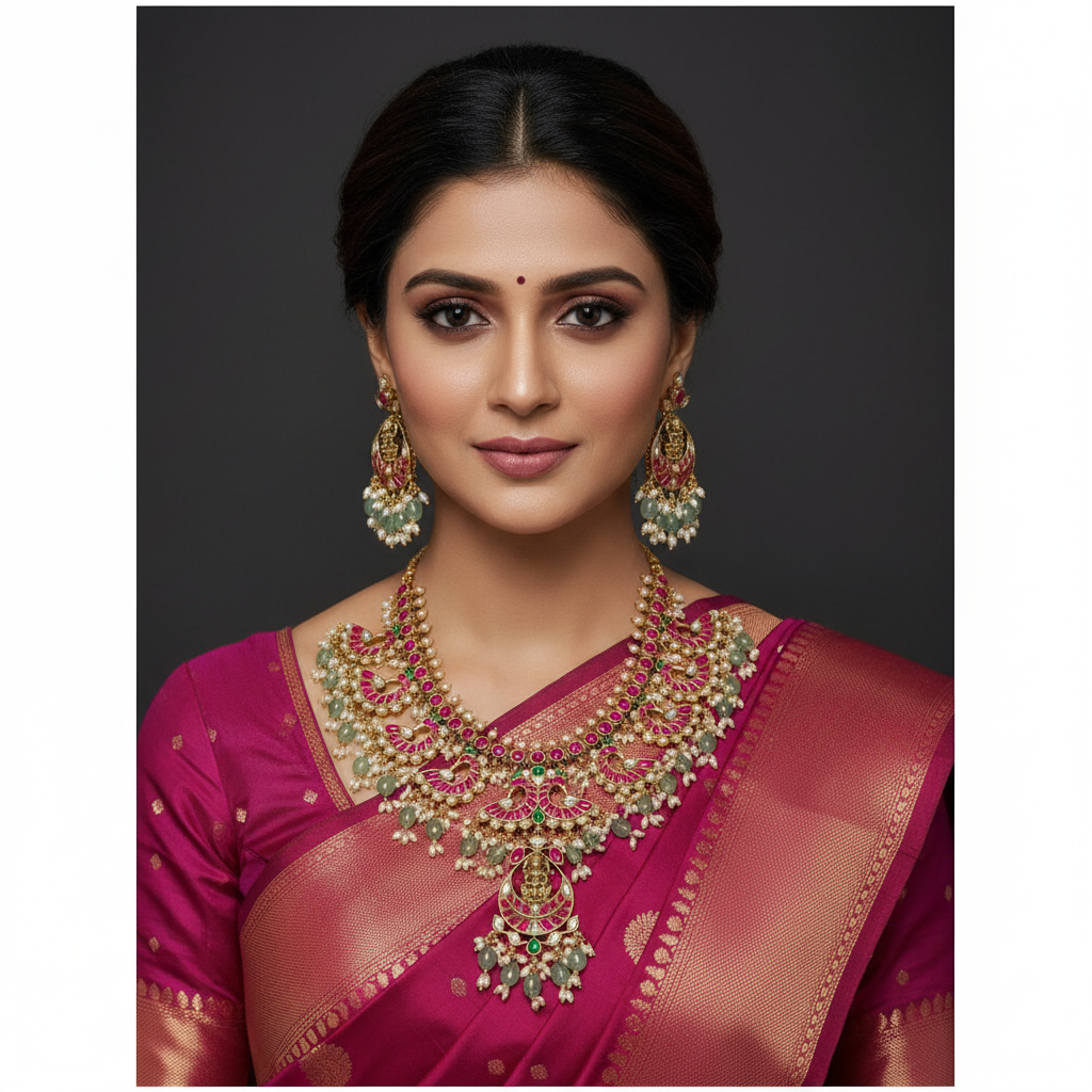 Jadau Peacock Necklace - KN00631