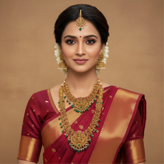 Lakshmi Long And Short Haram With 2 Pair of Earrings - BR0073