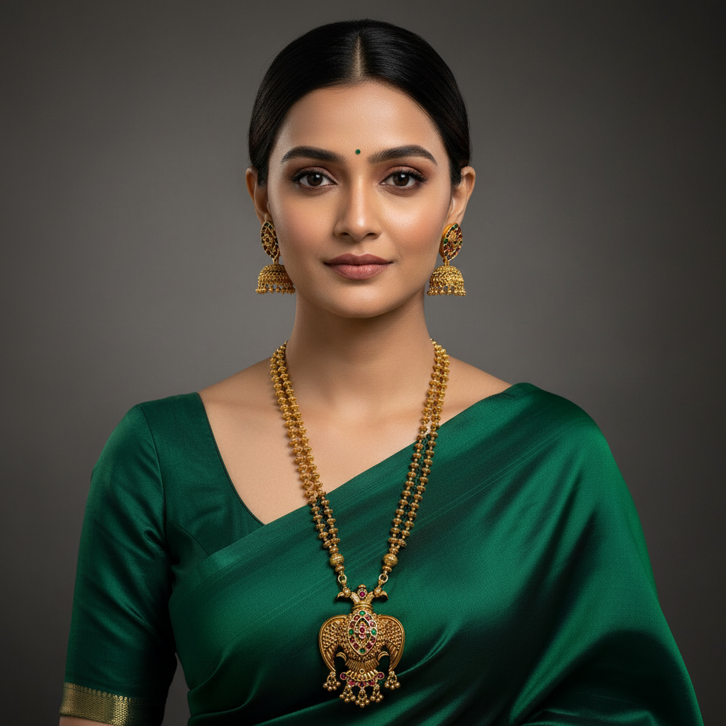 Pendant with Long Mala and jhumki - NH00482