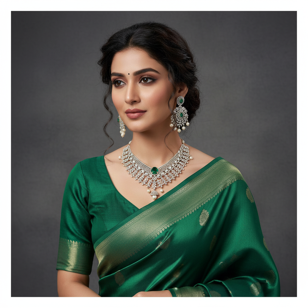 Classy Daimond Look Alike Haram with earrings - DH001