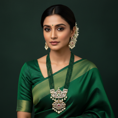 Green Pearl Haram With Pendant - PB00538