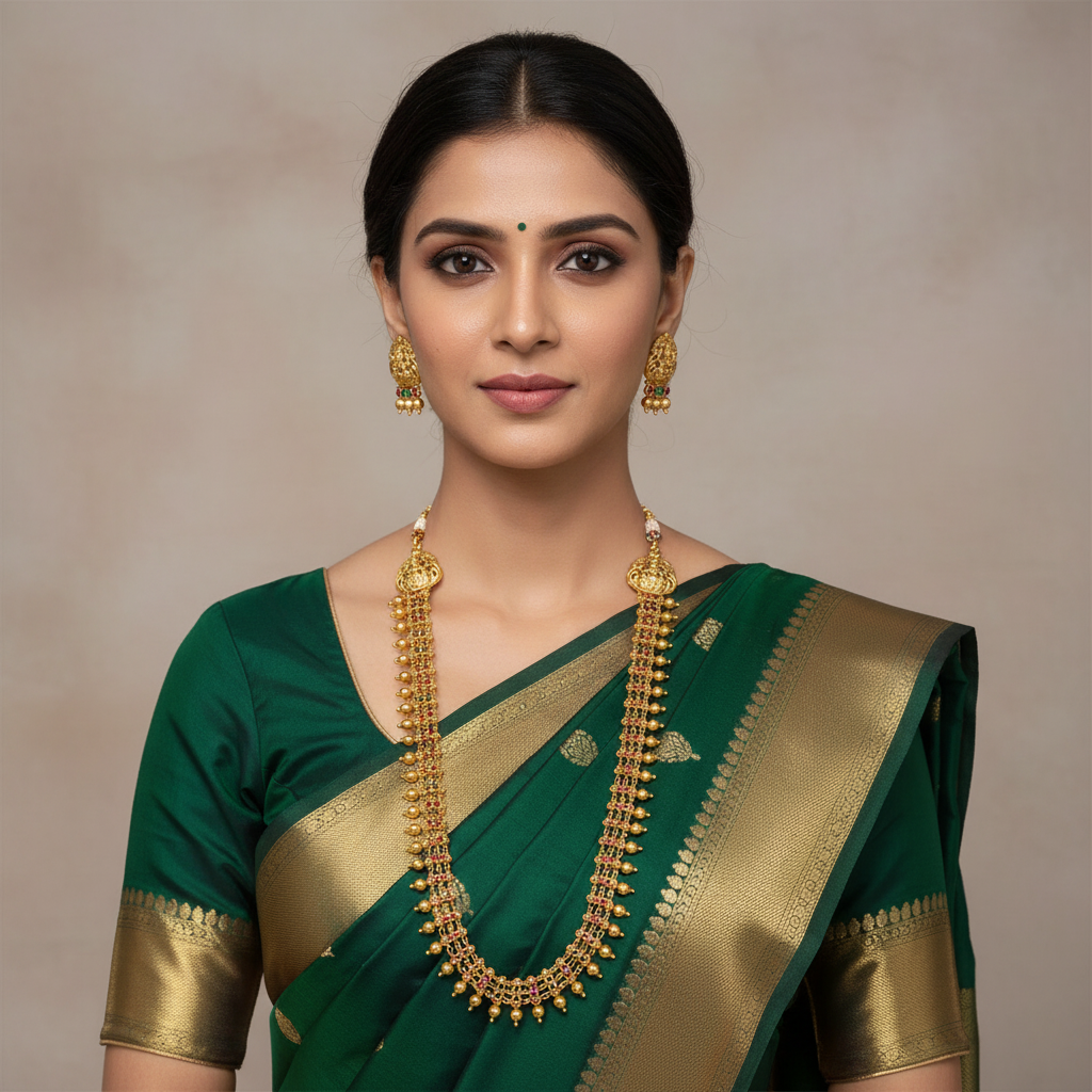 Antique Nakshi Haram With Gold Beads - NH00200