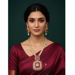 Elegant Ruby Victorian Haram with Pendent - VH009