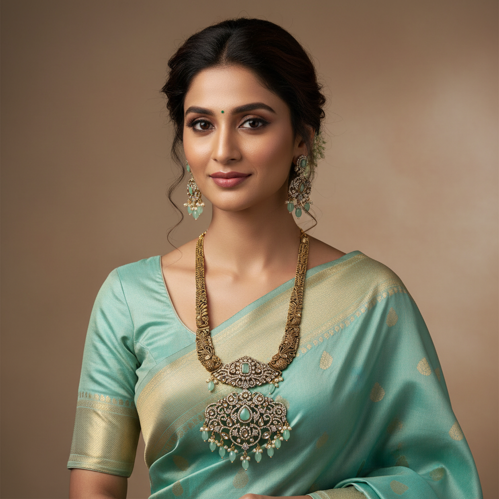Antique Nakshi Haram With Victorian Pendent - NH00282