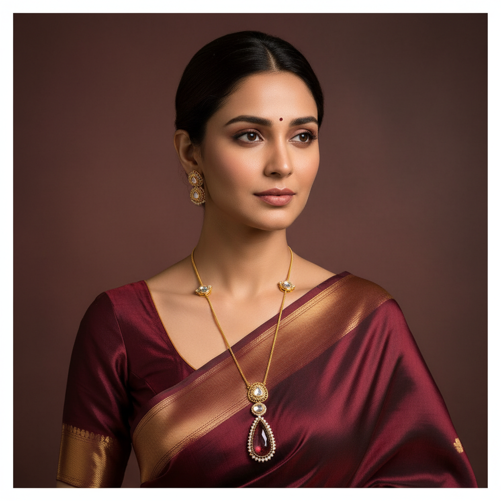 Elegant Stone Pendant with Necklace in Diamond - DN0059