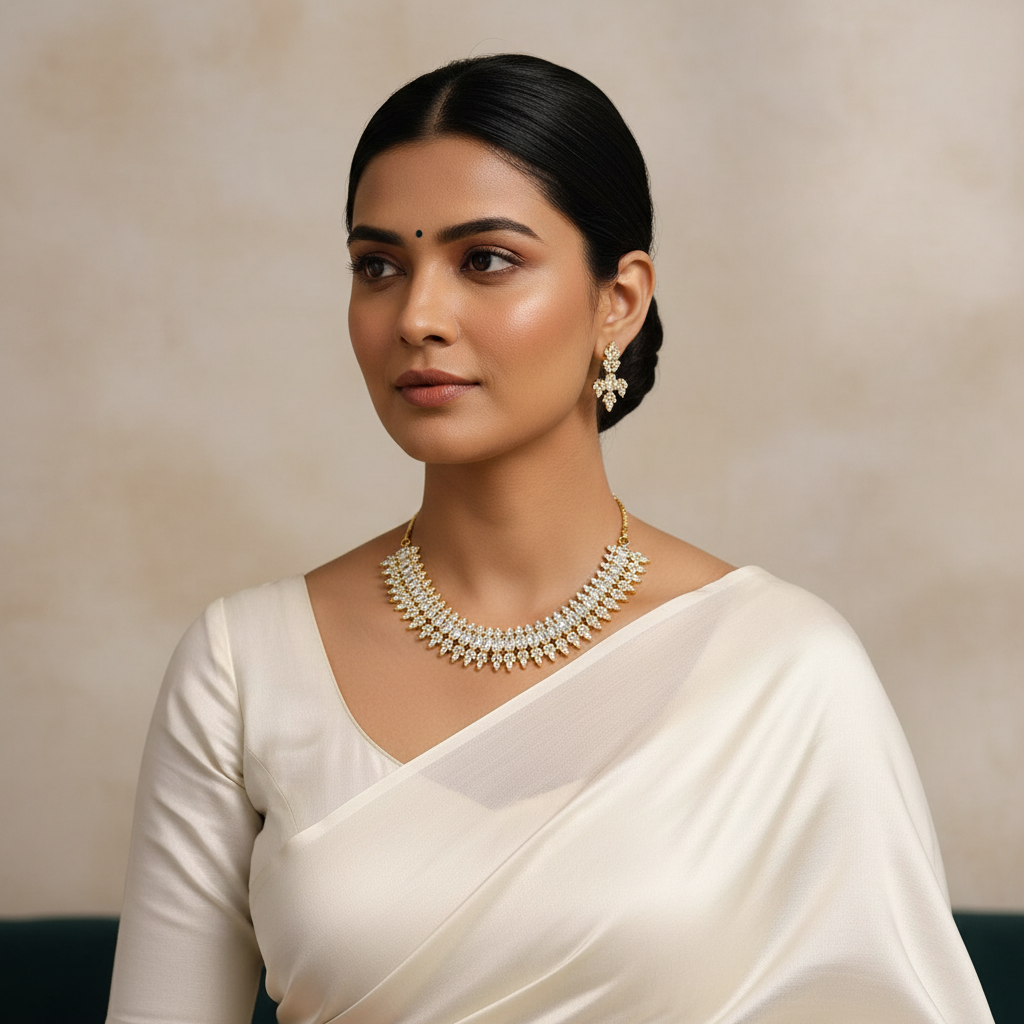 Daimond Look Alike White CZ Stone Necklace - NN00864