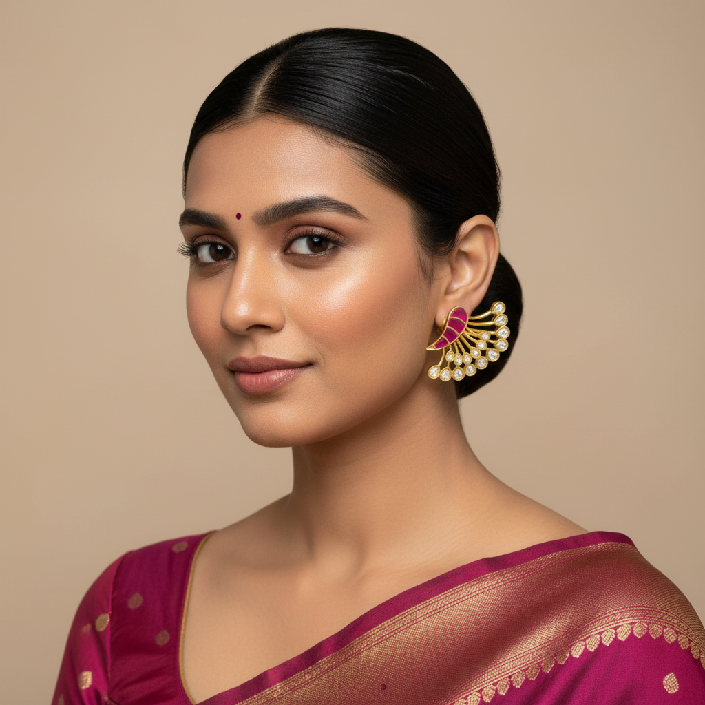 Designer Jadau Kundan Ear Studs - KE00573