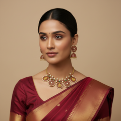 Lakshmi Bottu Necklace With Jhumkis - KN00587