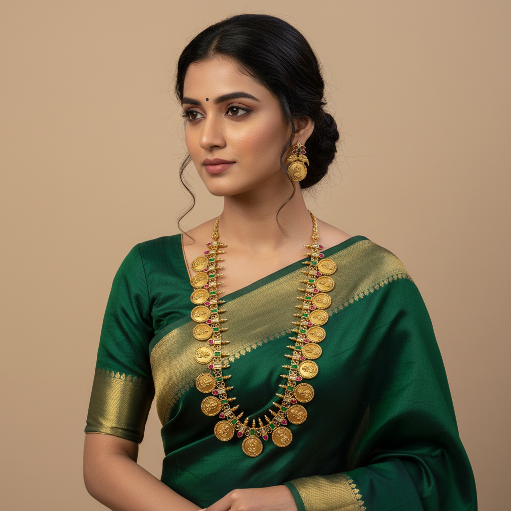 Jadau Multi Stone Mid Length Kaasu Haram - KH00357