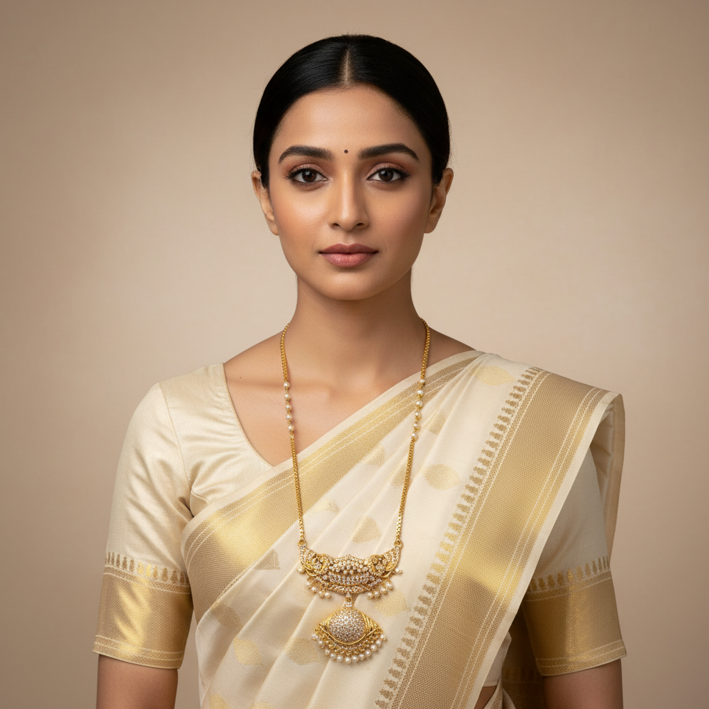 Panchaloham Long Haram With Shanku Pendant - NH0064