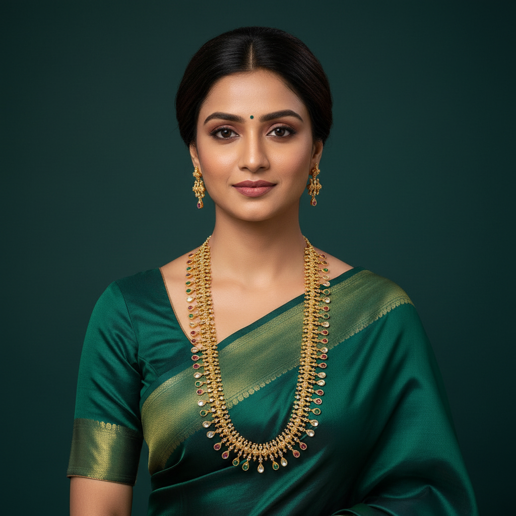 Antique finish Nakshi Haram with earrings - NH0020
