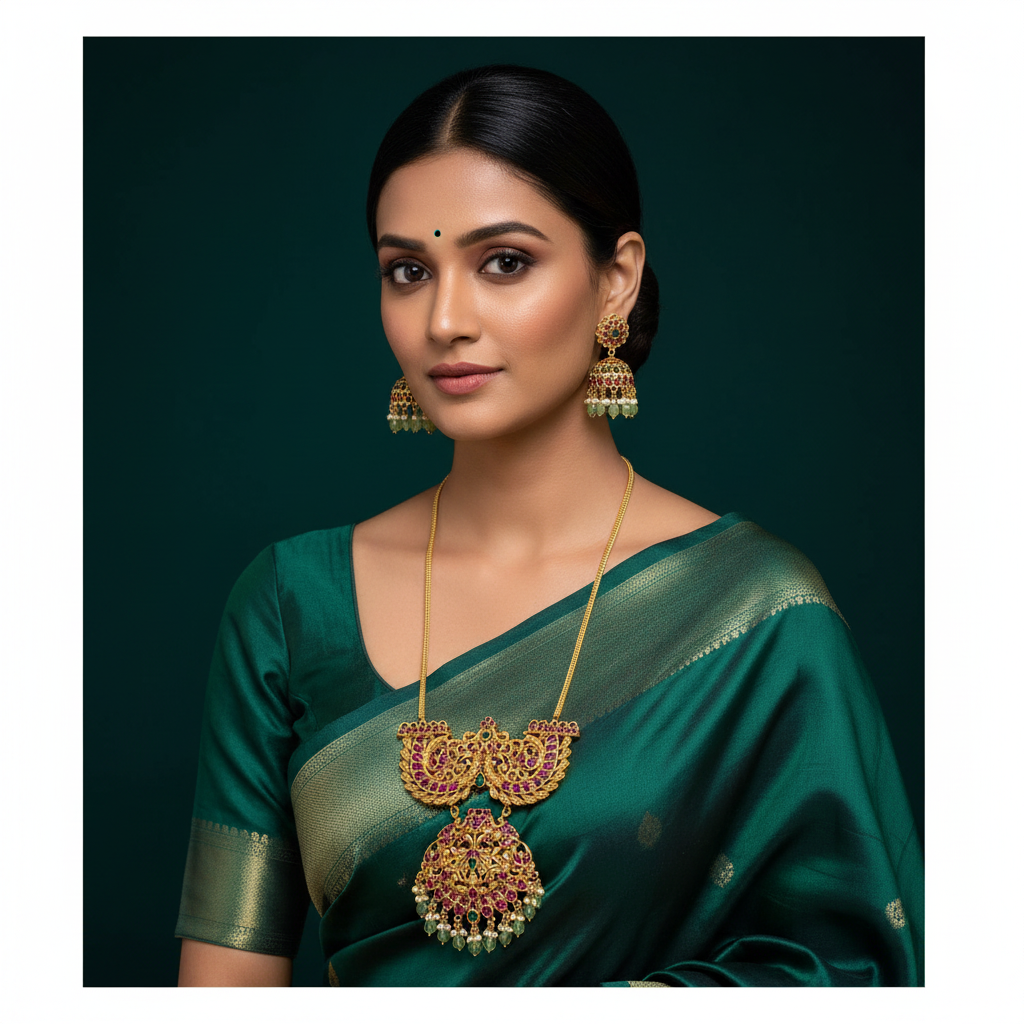 Antique Nakshi Haram with Beautiful Pendent - NH00126