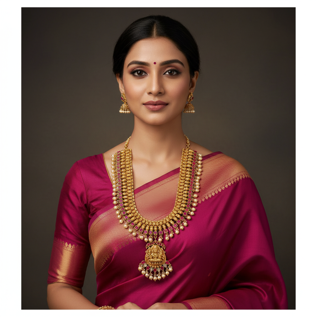 Jilebi Lakshmi Long Jadau Haram - KH00368