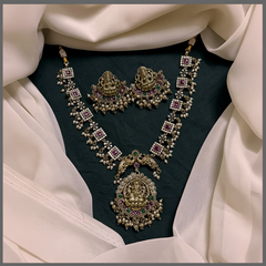 Antique Lakshmi Necklace In White Polish - NN00630