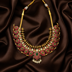 Short Jadau Mango Kundan Necklace In gold Polish - KN00595