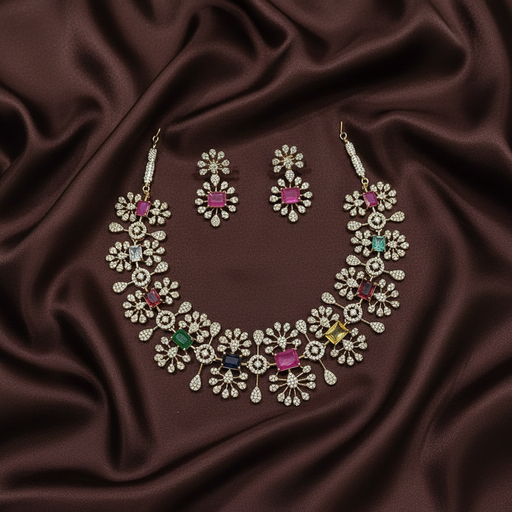 Multi Color Daimond Necklace - DN0042