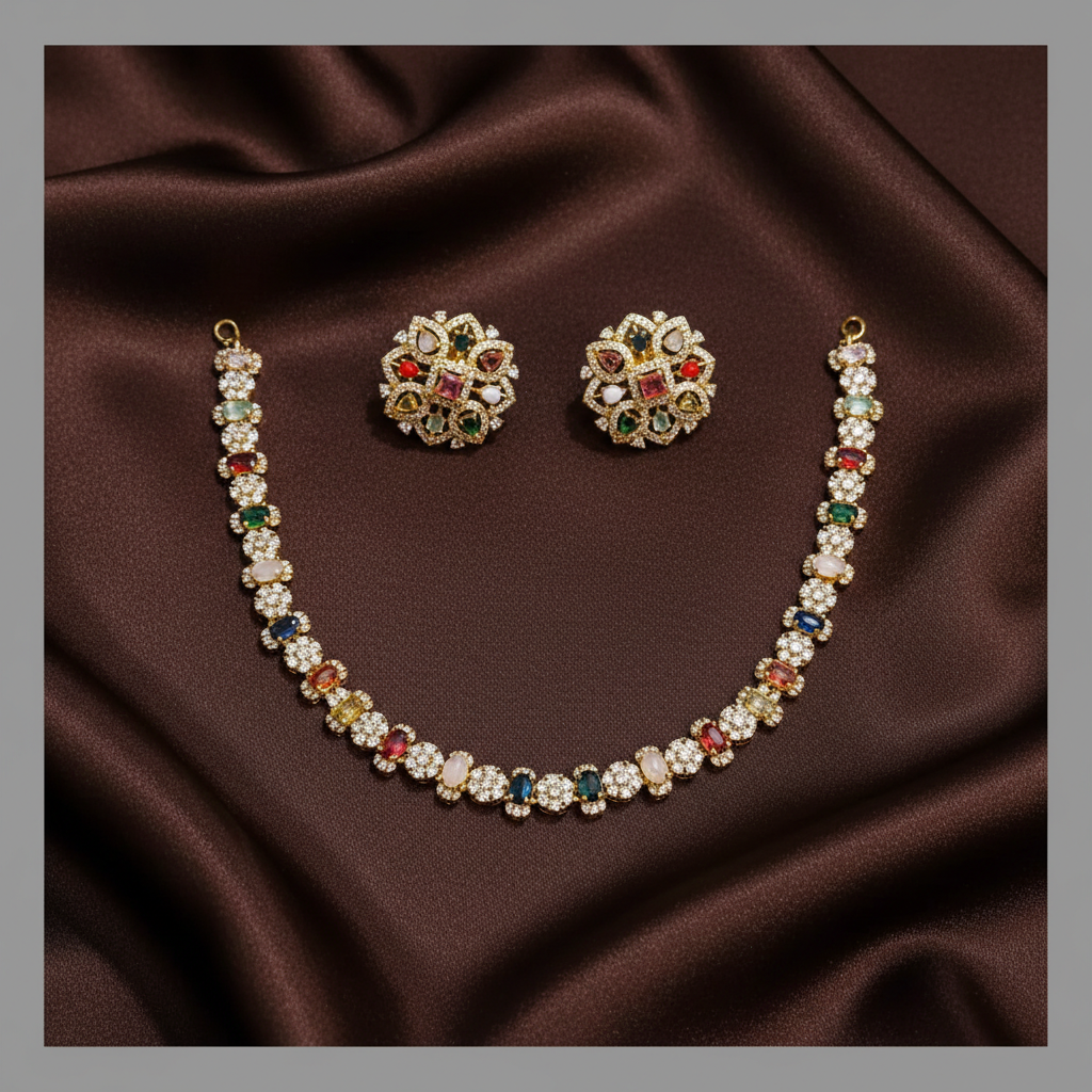 Multi Choker Diamond  Necklace in Diamond - DN0019