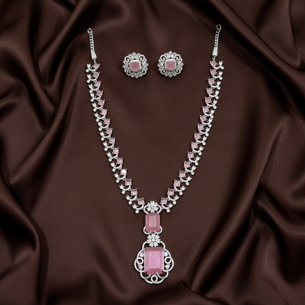 Pink Stone Ambani Set - DN0016