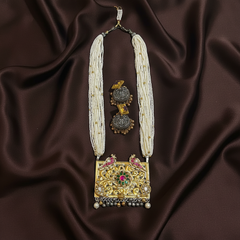 Beads Haram With Jadau Fusion Pendant - PB00631