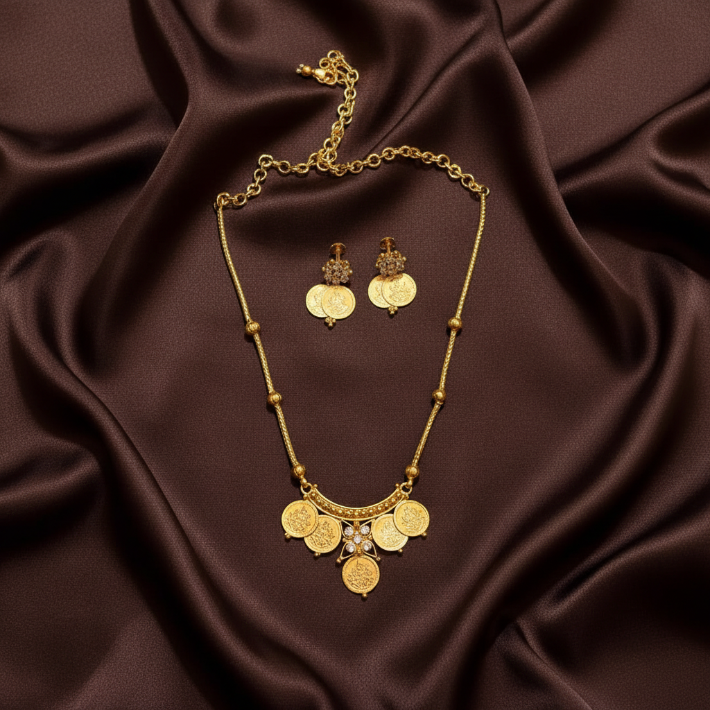 Micro Gold polish Cute Kasu Necklace - NN00963