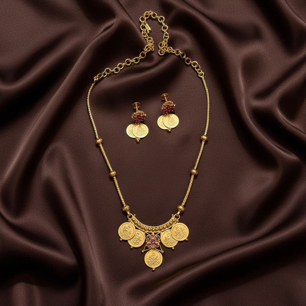 Micro Gold polish Cute Kasu Necklace - NN00963
