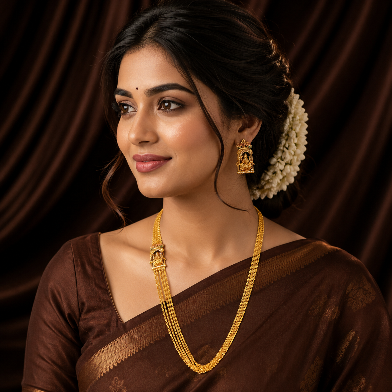 Chandra Haram With Lakshmi Pendant - NH00387