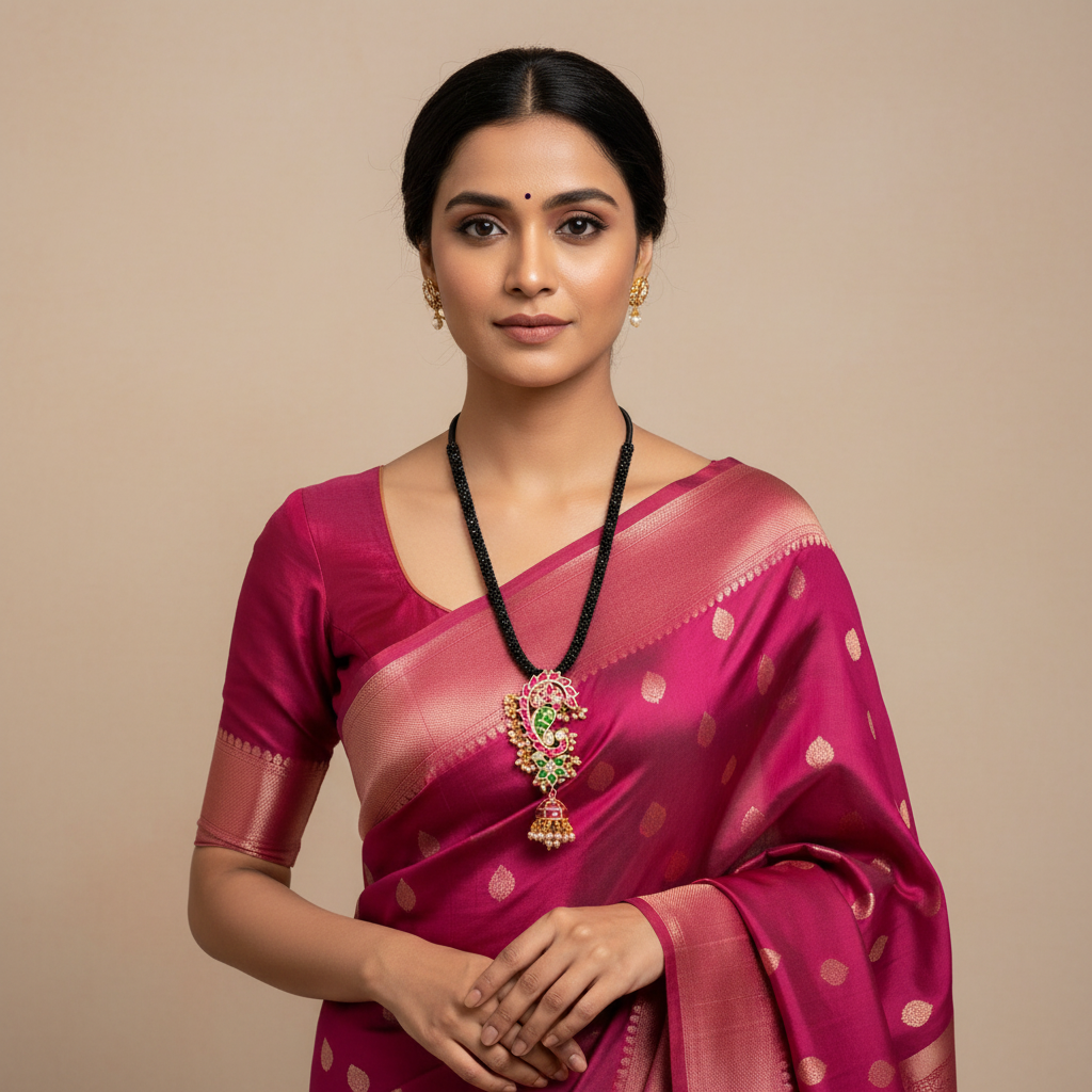 Black Dori With Kundan Pendant - BD00143