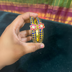 Blue and pink Screw Bangles - BG0038