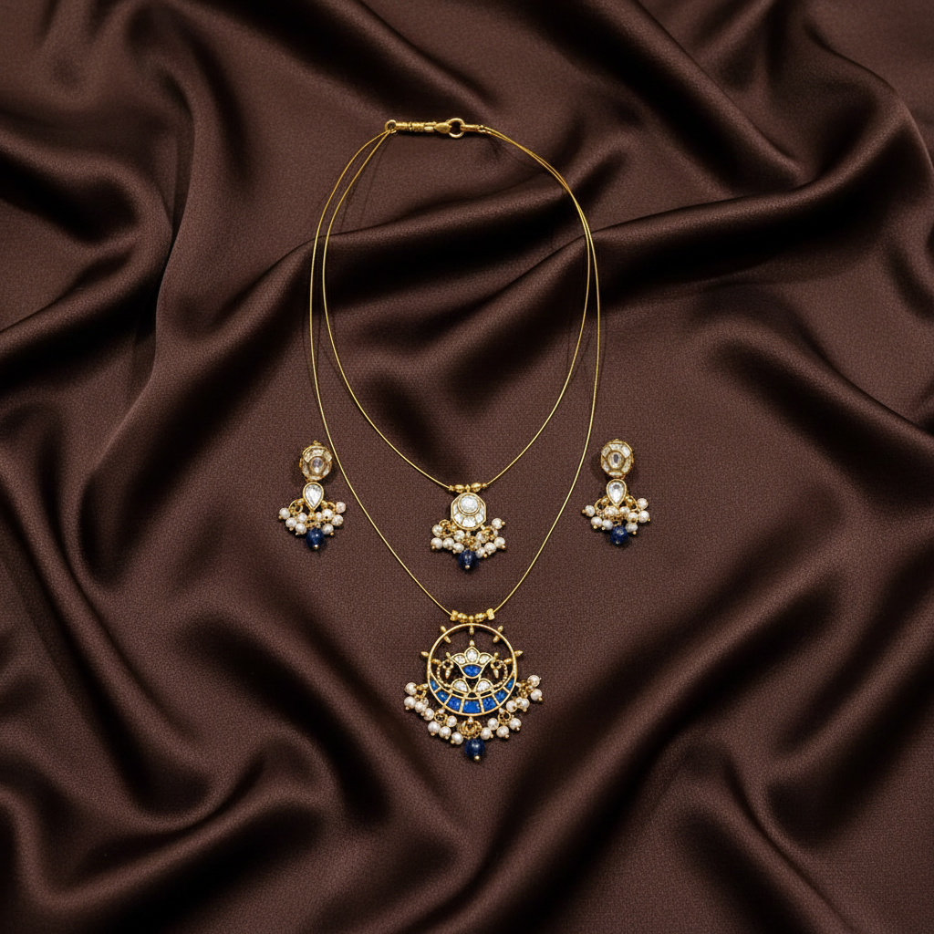Jadau Blue Stone Invisible Layer Set - KN00600