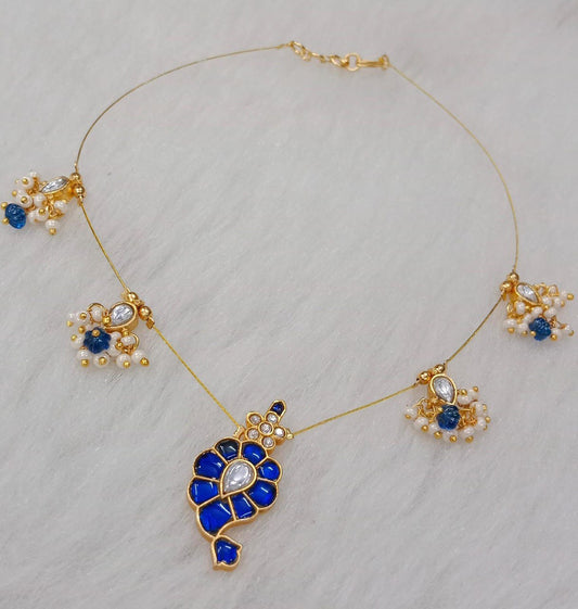 Blue thin Mango necklace - KN006