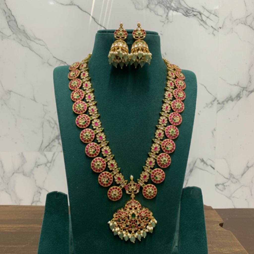 Jadau Bottu Haram With Jhumkis - KH00386