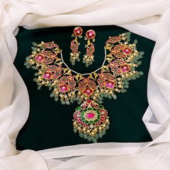 Awesome Multi Peacock Necklace in Kundan - KN00376