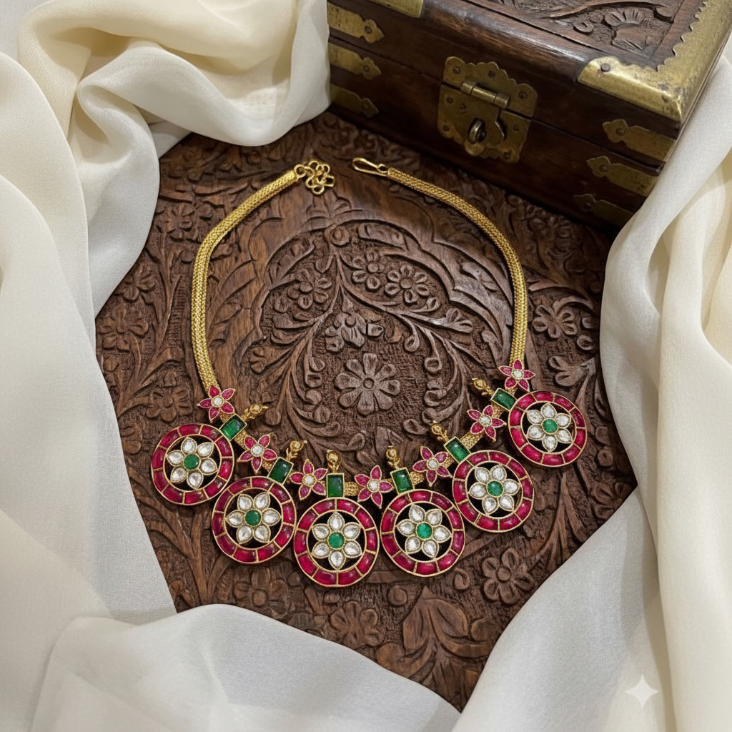 Jadau Short Bottu Jadau Necklace - KN00601