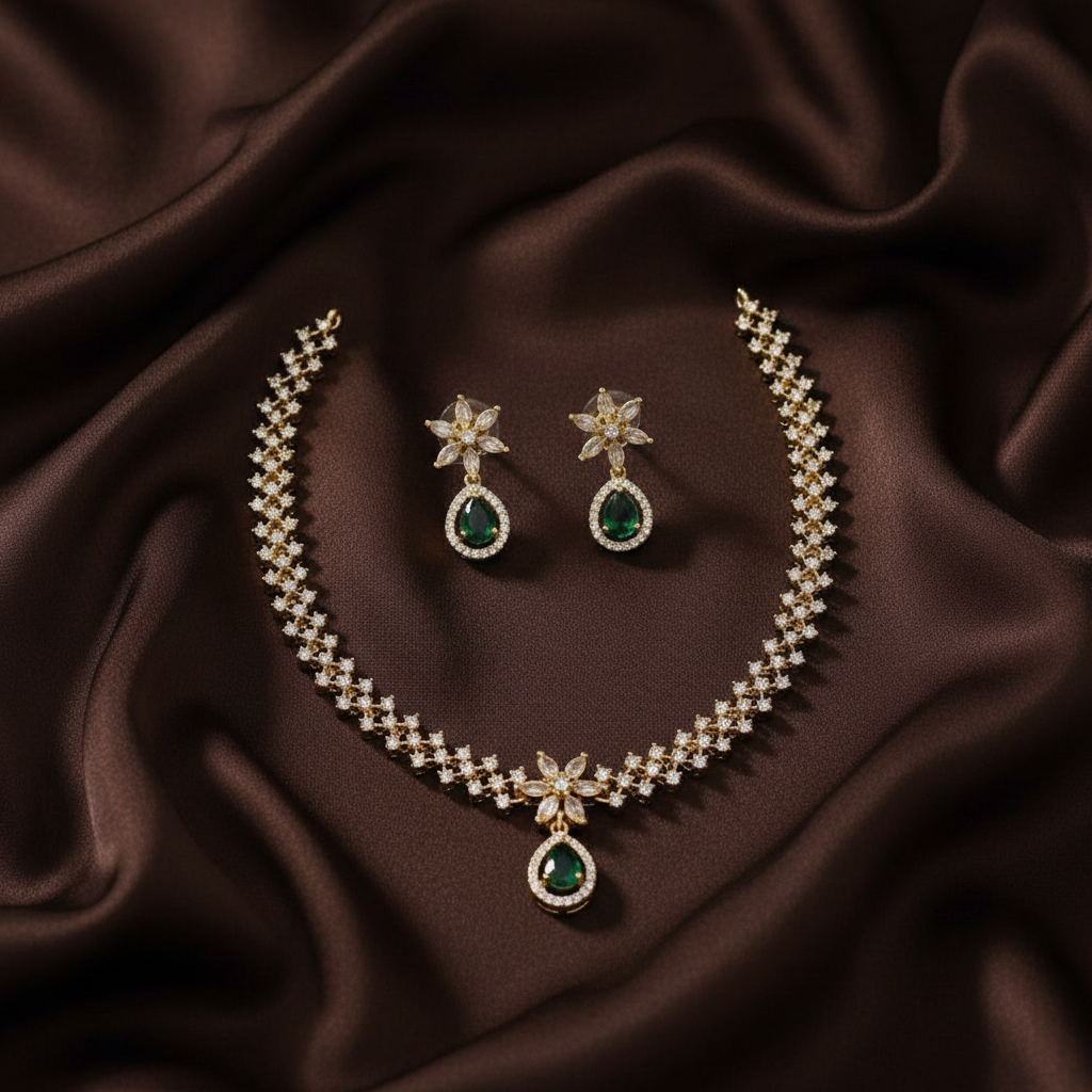 Antique Polish CZ Stone Necklace - NN00881
