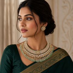 Beautiful Kundan Necklace With Pearls - KN00457