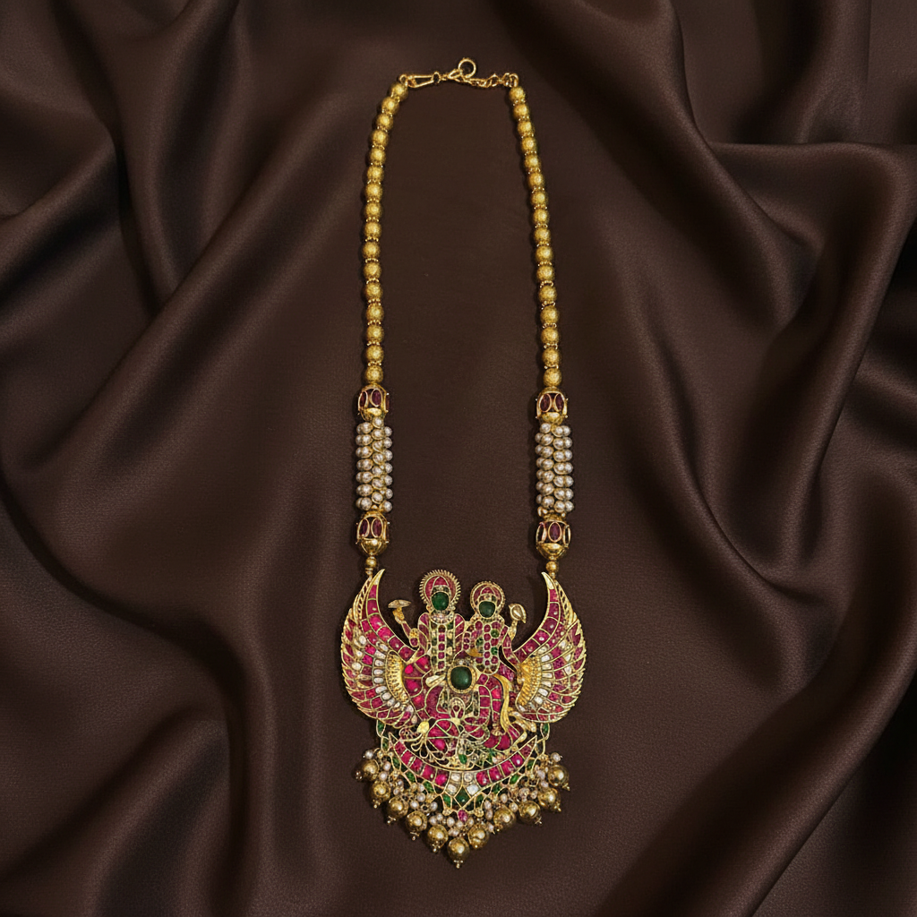Wide Range Of  Beads Haram With Jadau Pendants - PB00613