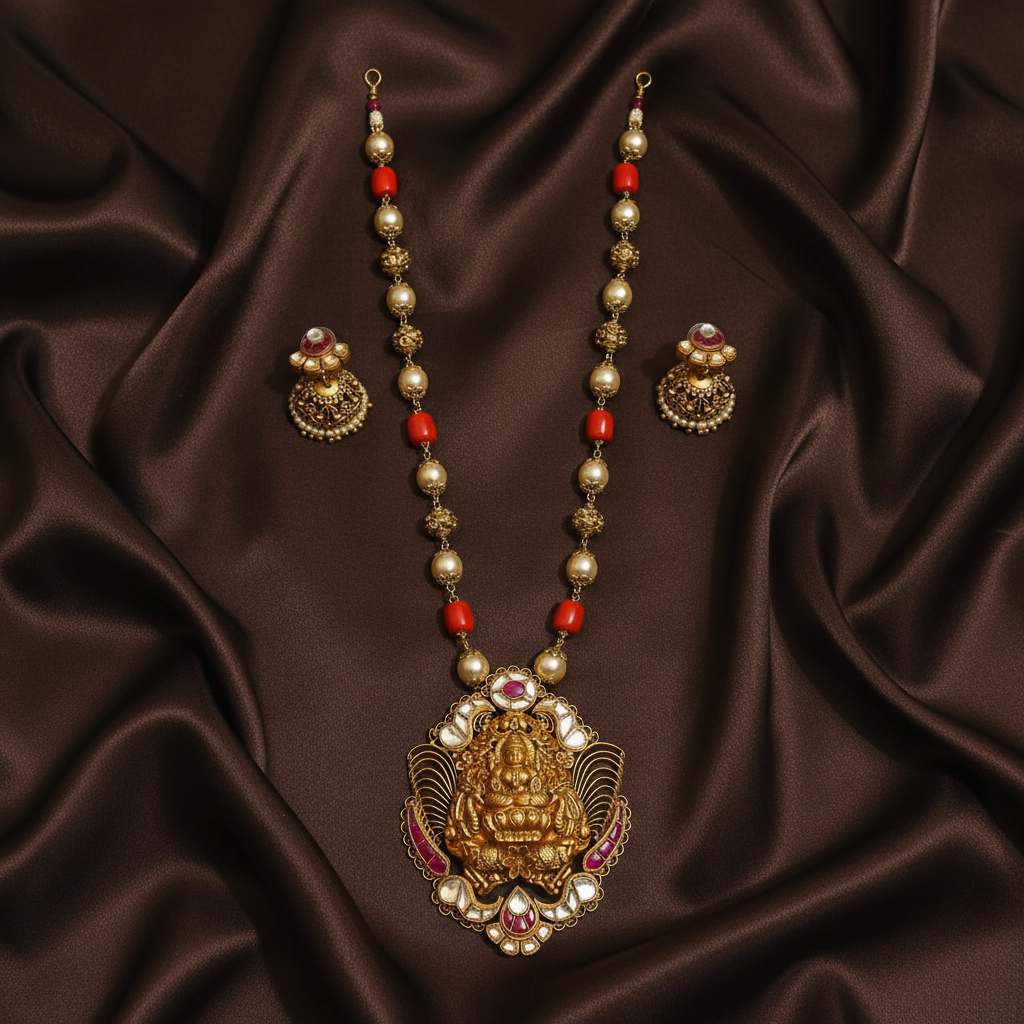 Wide Range Of  Beads Haram With Jadau Pendants - PB00613