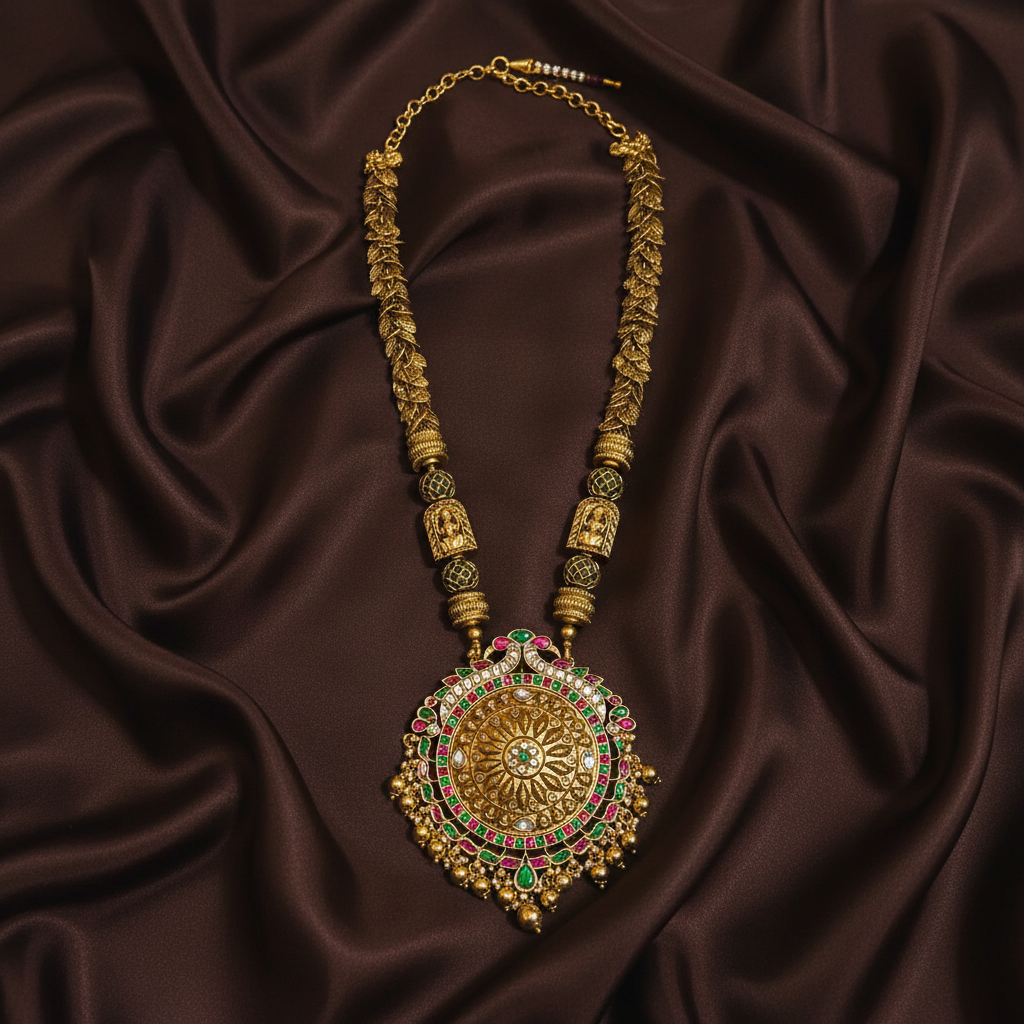 Wide Range Of  Beads Haram With Jadau Pendants - PB00613