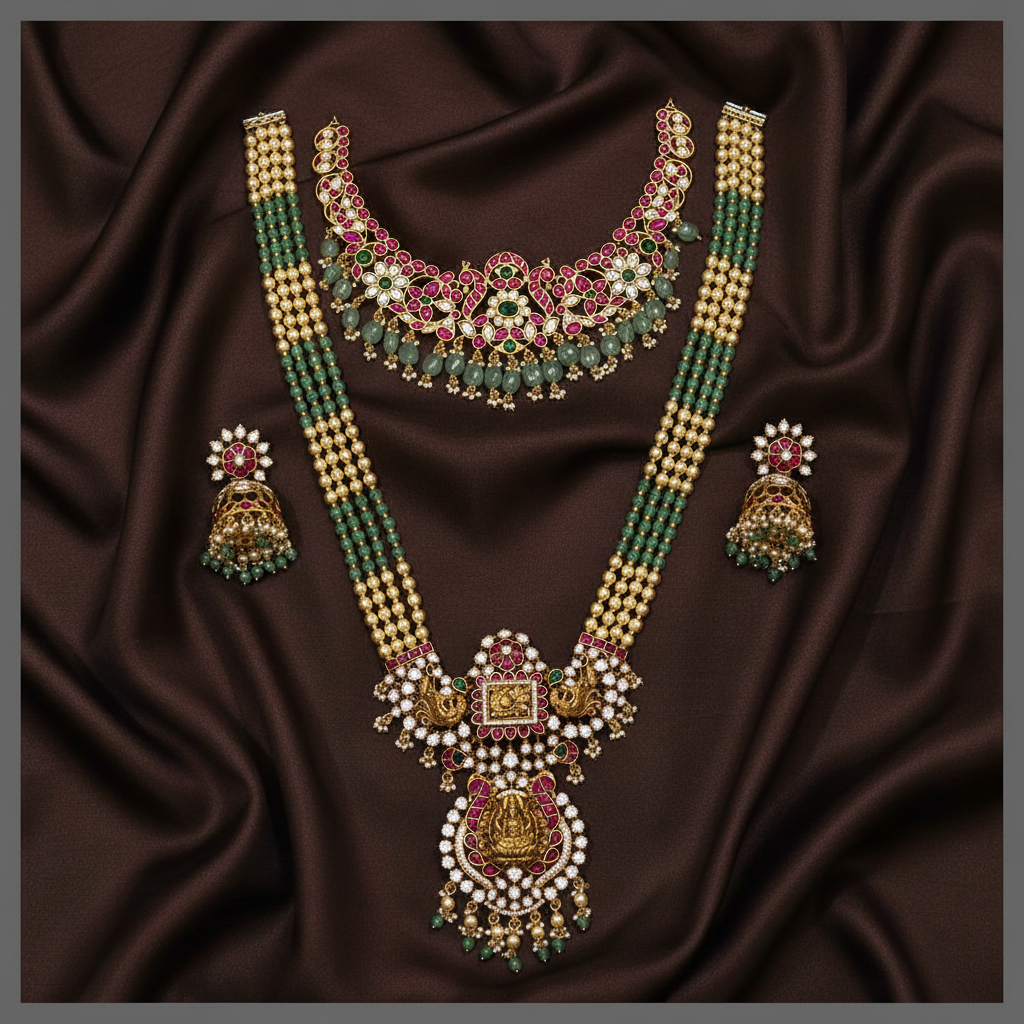 Beautiful Pearl and Kundan Bridal Combo - BC0010