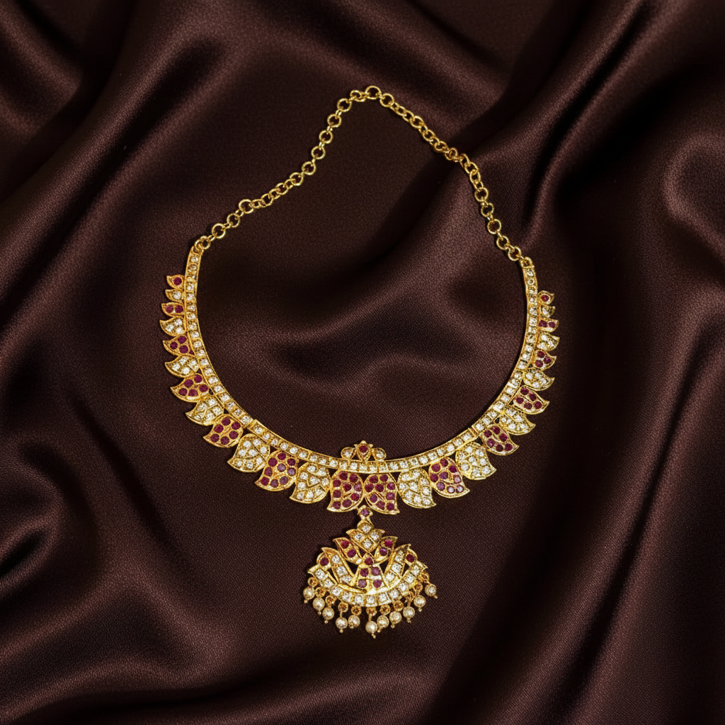 Panchaloha Kempu Stone Neckalce - NN00188